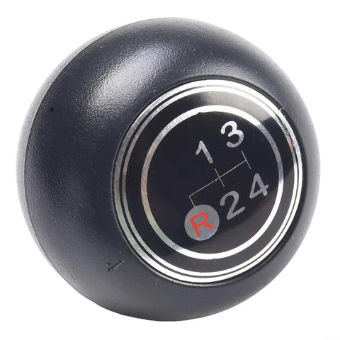 Sweaty Hands Upgraded 2-Pack Black Plastic Manual Gear Shift Knob And Transfer Case Lever Handle Kit For Toyota Land Cruiser FJ40 With Smooth Four Speed Shifting That Fits Like A Glove From 1969 To 1986 Direct Factory Replacement. black plastic 4-speed shift knob, close-up front view