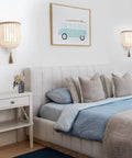 Bohemian Wood Beaded Wall Sconces Two Pack White Finish Rustic Bedside Lighting fixture in cozy bedroom with soft decor.