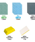 Flexible Polishing Sheets Starter Kit For Auto Detailing With K2000 To K3000 Grits 15 Sheets Plus Interface Pad And Hand Block