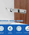 Tough As Nails 4 Pack 90 Degree Folding Hinges Nickel Plated Steel Cabinet Hardware installed on wood.