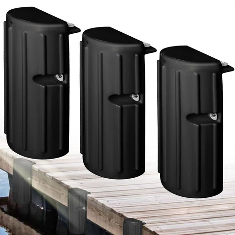 Heavy Duty Dock Bumper Fenders To Knock Out Dock Rash, Durable Inflatable Edge Guards For Boat Sides, 3 Pack of black vinyl protectors.