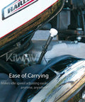 Extend Idle Speed Adjustment Screw Featuring Flexible Shaft And Knurled Grip For Harley V Twin Carburetors No Sweat Hand Tune Up visible on motorcycle engine.