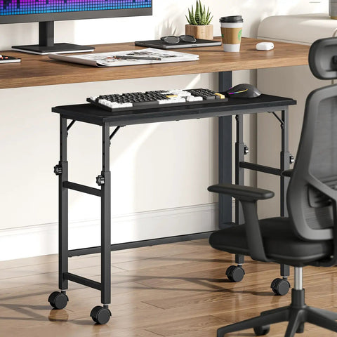 Mobile Keyboard Tray With Mouse Pad Height Adjustable From 23 To 31 Inches Rolling Under Desk Extender With Lockable Casters
