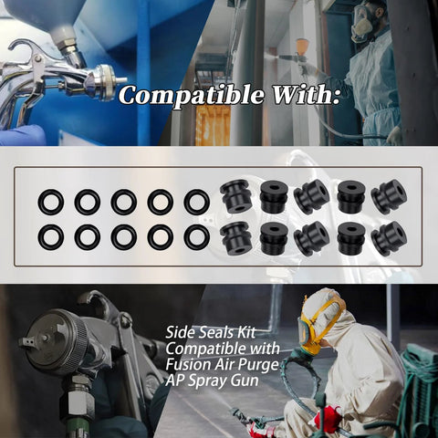 Side seals kit for Fusion Air Purge AP spray gun; includes five black O-ring seals