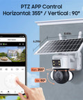 Solar Powered Security Camera With 360 Degree View And 3MP FHD Clarity, 15000mAh Battery, PIR Motion Sensor Flood Light app control