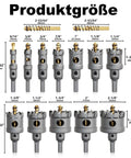 14-piece GSTK heavy-duty carbide hole saw set with titanium-plated pilot drills and 2 L-wrenches
