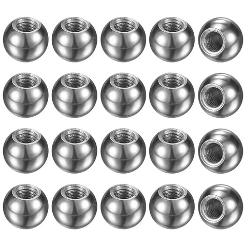 20 Pack Threaded Ball Nut Knobs M6x12mm Carbon Steel Female Thread Ball Nut Cap Chrome Tone For Lighting Fixtures Machinery DIY