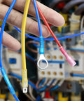 Hella Durable Heat Shrink Wire Connectors Kit 480 Piece Waterproof Crimp Splice Assortment with color coded terminals in hand