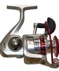 Side view of open face spinning reel for freshwater fishing, 5.2:1 gear ratio, ultra smooth 10 ball bearings, long casting distance.