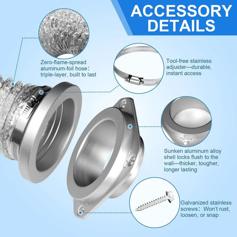 Magnetic Dryer Vent Connector Kit 4-Inch By 31.5-Inch Aluminum Foil Hose With Clamps No Fuss Snap On Magnetic Coupling details