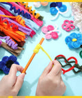 Colorful Chenille Pipe Cleaners Kit With 1800 Pieces In 36 Colors 6 Mm By 12 Inch Stems For Crafts Art Projects DIY Decorations Party Decor And Creative Fun For Adults And Kids, hands shaping yellow stem