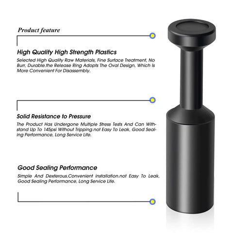 6mm OD Push To Connect Pneumatic Fitting Plug Pack Of 10 Black PBT Resin Quick Install For Small Pipe Lines Easy Fit 0 To 145 Psi And 32 To 140 F Durable Plastic