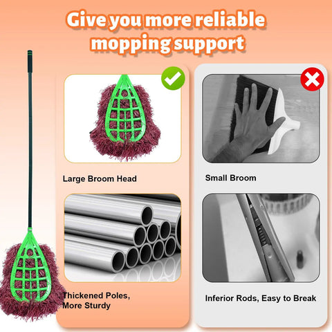 Tough As Nails Commercial Yard Broom With Reinforced Frame And Extra Long Handle for heavy-duty outdoor sweeping, showing large broom head.