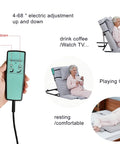 Sturdy Greenlemon Electric Bed Backrest Lifter With Remote Adjustable Support For Heavy Duty Use Up To 300 Pounds Load Capacity Flexible Angle Settings From Four To Sixty Eight Degrees. User adjusting the backrest for relaxation.