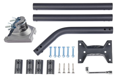 Starlink Gen 3 Mounting Kit With 51 Inch Pole And Pipe Adapter, Heavy Duty Adjustable J Pole Mast components laid out