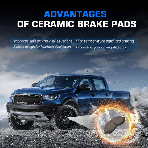 ILONPA front ceramic brake pads set, 4 pcs with hardware, for Jeep Compass Patriot and select Chrysler/Mitsubishi