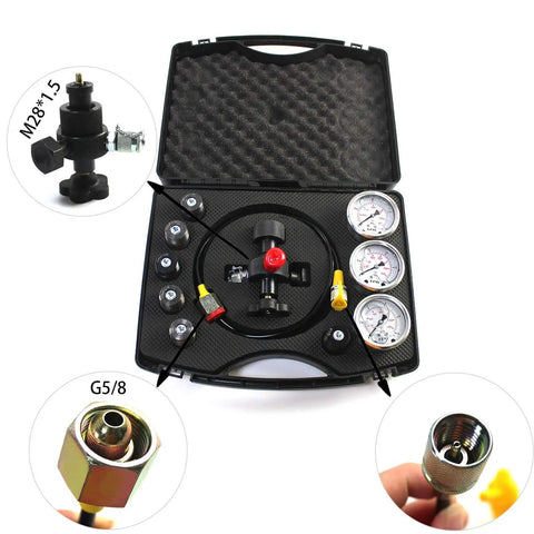 Nitrogen Shock Fill And Accumulator Charging Kit With Three Gauges 1500 PSI 4000 PSI And 6000 PSI Beefy Heavy Duty in storage case