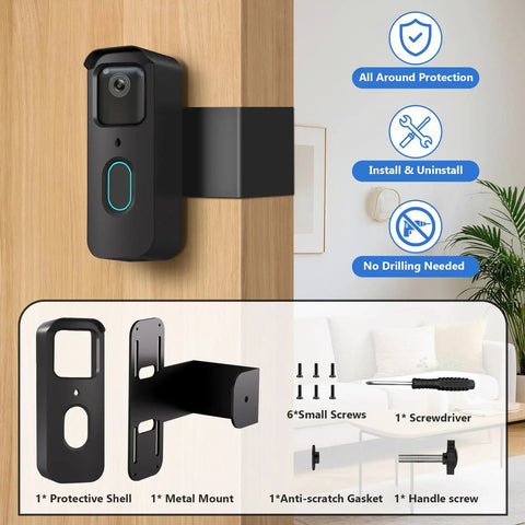 Anti Theft Doorbell Mount For Video Doorbell Second Gen No Drill Wall Bracket Keeps Your Camera Safe From Theft showing components