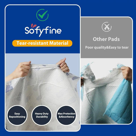 Heavy Duty Disposable Bed Pads For Adults Extra Large 36 X 48 Inch Leakproof Incontinence Underpads showcasing tear-resistant material.