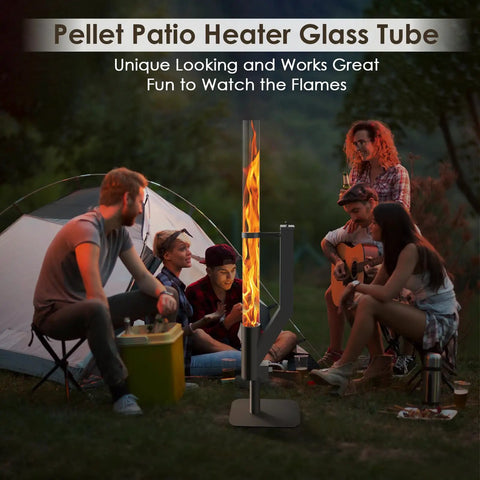 Wood Pellet Patio Heater Glass Tube Replacement 39.3 Inch Long High Borosilicate Tube in outdoor camping scene