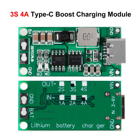 Plug And Play Duo Pack Of Solid Type C Bms Boards Offering 3s 4a Charge Rates With Integrated Step Up Boost Circuits for USB charging modules