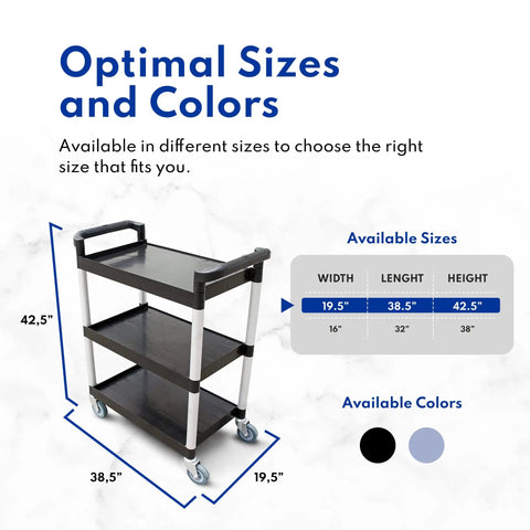 Top Notch Heavy Duty 3 Tier Plastic Utility Rolling Cart That Handles Loads Like A Champ With Secure Locking Casters And 250 Lb Capacity For Busy Kitchens Gray