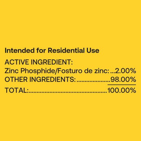 Ingredients label for Outdoor Mole And Gopher Poison Peanut Bait 4 Pack With Cone Tip, listing zinc phosphide 2%, total 100%.