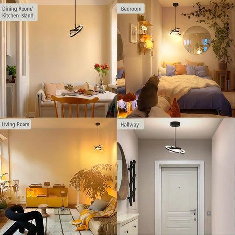 Straight Fire Vibe For Your Home Decor Featuring Fresh Saturn Ring Pendant Light With Remote Dimming And Sleek Black Overhead Ceiling Fixture For Kitchen Or Dining Room in various indoor settings.