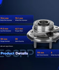 Beefed Up Front Wheel Bearing Hub Assembly 5 Lug With ABS For Chevy Captiva Sport 2007 2009 Replacement showing measurements
