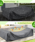 Outdoor Patio Table And Chair Set Cover Waterproof Large Grey Shield For 5 To 7 Piece Sets Fits 90.5 By 72.5 By 27.5 Inches