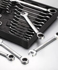 24 Piece Ratchet Wrench Set With 72-Tooth Ratcheting Wrenches, Metric And SAE Sizes, in organizer box, CR-V steel.