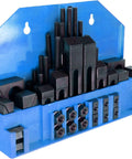 HFS 58-piece 5/8 in T-slot hold-down clamp set for Bridgeport mills in blue organizer.