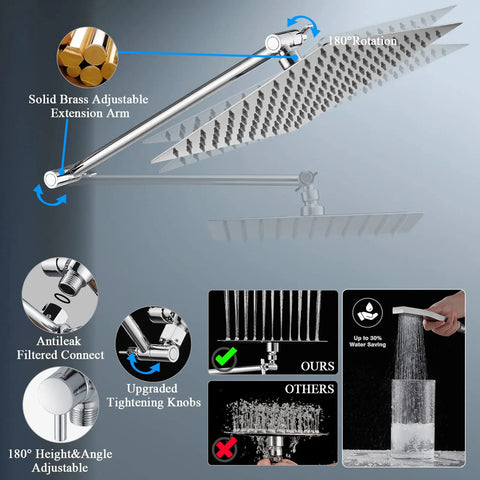 All Metal 10 Inch Rain Shower Head With Handheld Spray Built To Last High Pressure Dual Rainfall Shower Set With 3 Way Diverter