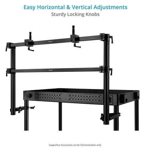 Heavy Duty Multi Monitor Cart Mount With Standard Baby Pin Connector Rock Solid Build Handles Sixty Pounds Like A Boss For Broadcast Pros And Location Shoots Ready To Roll