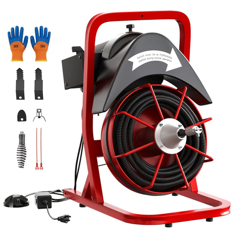 Heavy Duty Electric Drain Snake Machine That Knocks Out Stubborn Clogs And Hair Buildup With 370W Steel Core Cable for plumbing.