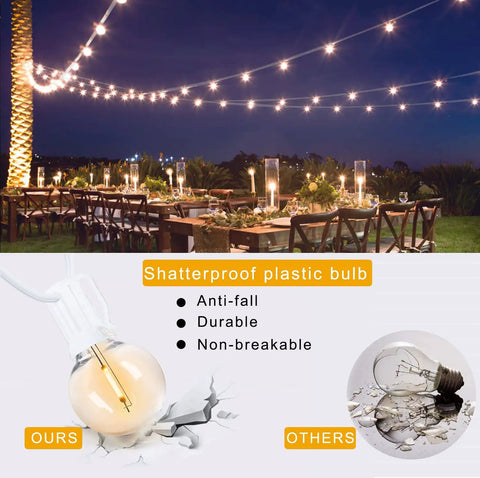 100 Feet Outdoor G40 Globe String Lights Waterproof IP44 Dope Patio Lighting With 53 Shatterproof Bulbs in garden wedding setting
