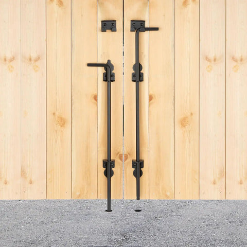 24 Inch Cane Bolt Drop Rod For Gates And Fences Black Finish Heavy Duty Ground Latch for wooden gates, solid steel