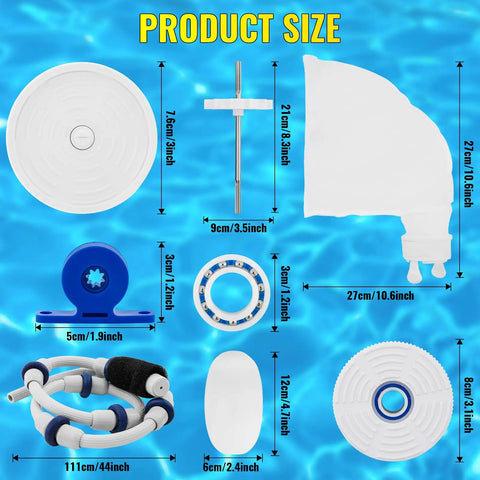 Beefed Up Pool Cleaner Rebuild Kit For Polaris 280 TR28P Zodiac with parts dimensions and sizes displayed