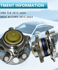 Pair 512544 Rear Wheel Bearing Hub Assembly For Acura TLX 2015-2020 And Accord 2013-2023, ABS, 5-Lug, OEM-Style Replacement