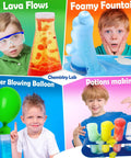 Children experimenting with 60 Plus Science Experiments Kit For Kids With Chemistry Set And Volcano Eruptions Colorful STEM Activities