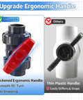 Three-Quarter Inch True Union PVC Ball Valve Full Port Slip Socket Water Valve With EPDM O-Rings For Leak-Free Shutoff No-Hassle Maintenance In Pools, Irrigation, And Home Plumbing DN20 1-Pack ergonomic handle compared with thin plastic handle