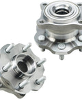 4WD Wheel Bearing Hub Assembly Set For Nissan Frontier And Pathfinder, 6 Lug With ABS, Front And Rear Hubs, Fits 2005 To 2019 Frontier And 2005 To 2012 Pathfinder 4x4 Models, Includes Replacement Part Numbers 515065 541003, Beefed Up 4x4 Upgrade