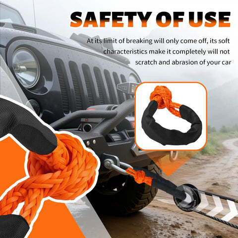 Beefed-Up Two Pack Half Inch By 22 Inch Soft Shackles For Recovery With 37500 Lbs Breaking Strength, Heavy Duty Tow Shackles For Cars, SUVs, Trucks, Off Road, ATV And UTV Recovery Gear on Jeep tow line