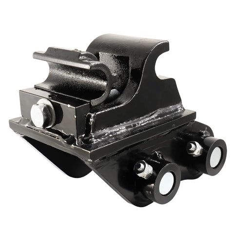 Side view of Easy Hookup Quick Change Hitch For Mini Excavators Up To 3 Tons Universal Quick Coupler in black steel material.