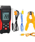 Type K Thermocouple Thermometer Kit With HVAC Clamp Meter Digital 1 Channel K Type Temperature Gauge Wide Range From -328 To 2501 Fahrenheit Includes Two Thermocouples Lead Probes And Pipe Clamp. handheld digital thermometer with two probes and pipe clamp