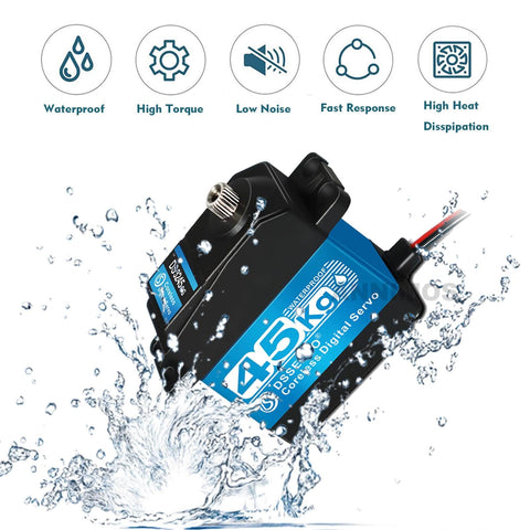 Beefy 45Kg High Torque RC Servo With 8.4V Coreless Motor Stainless Steel Gears Waterproof Low Profile Steering demonstration
