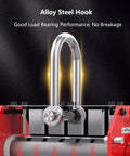 Rock Solid Heavy Duty Magnetic Lifter With Release Handle For Flat Plate Steel And Round Bar Works Like A Dream At Six Thousand Six Hundred Pounds No Sweat Guaranteed Tough As Nails Performance In Any Garage Or Job Site, close-up of alloy steel hook.