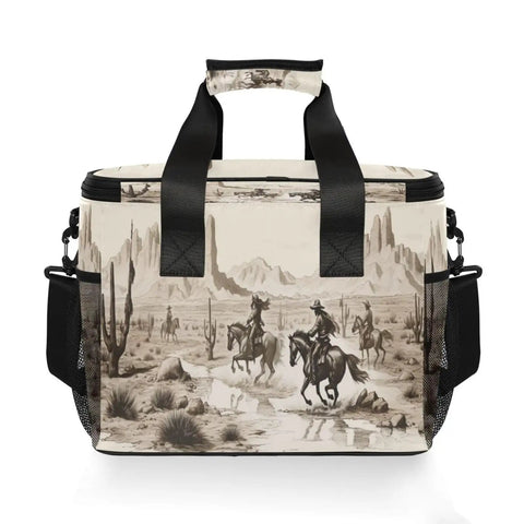 Insulated Lunch Cooler Bag With Shoulder Strap For Picnic Hiking Camping And Work Reusable Lunch Box 15L capacity with cowboy print
