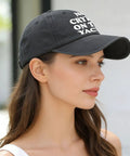 Woman wearing No Crying On The Yacht Trucker Hat For Son Funny Nautical Cap With Adjustable Strap Casual Outdoor Wear
