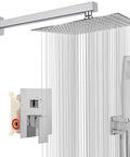 12 Inch Square Rain Shower Head With Extension Arm And Handheld Combo High Pressure All Metal Chrome Finish Shower System